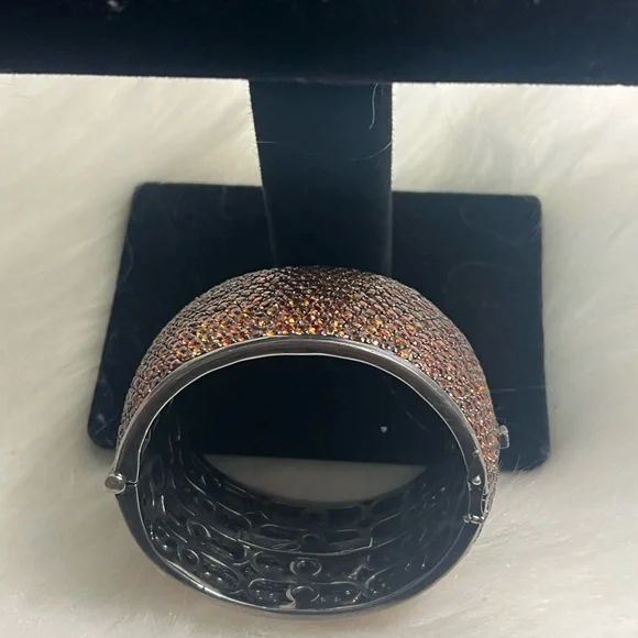 Rina Limor Orange Sapphire Bangle set in Silver Settings💛